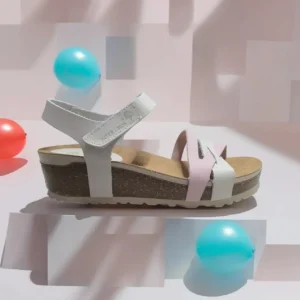 Calzaro Sandalias Bios | Sandalia Cuña 5803 Gris y Malva Tiras .