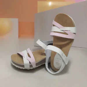 Calzaro Sandalias Bios | Sandalia Cuña 5803 Gris y Malva Tiras .