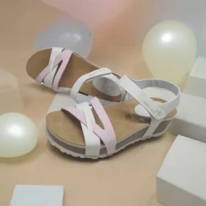 Calzaro Sandalias Bios | Sandalia Cuña 5803 Gris y Malva Tiras .