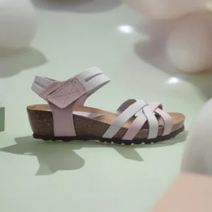 Calzaro Sandalias Bios | Sandalia Cuña 5338 Malva Gris Tiras Cruzadas.