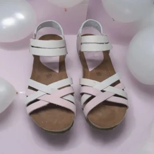 Calzaro Sandalias Bios | Sandalia Cuña 5338 Malva Gris Tiras Cruzadas.