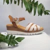 Calzaro Sandalias | Sandalia Cuña Baja Flexible 4196 Taupe y Cuero