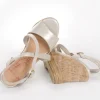 Calzaro Alpargatas | Alpargatas | Sandalia Cuña Corcho y Yute 711 Oro Platino.