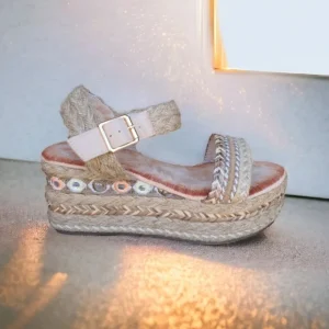 Calzaro Sandalias | Alpargatas | Sandalia Cuña Esparto 725 Beige