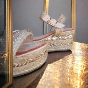 Calzaro Sandalias | Alpargatas | Sandalia Cuña Esparto 725 Beige