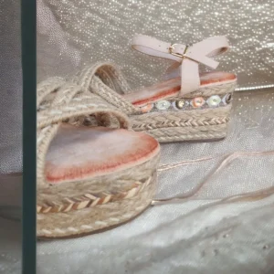Calzaro Sandalias | Alpargatas | Sandalia Cuña Esparto 726 Beige