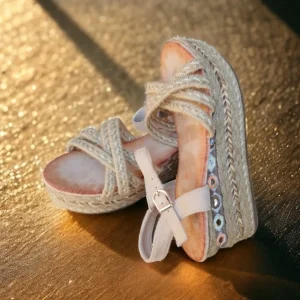 Calzaro Sandalias | Alpargatas | Sandalia Cuña Esparto 726 Beige
