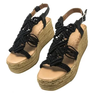 Calzaro Sandalias | Alpargatas | Sandalia Cuña Media Tipo Esparto Frida 50595 Negro