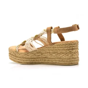Calzaro Sandalias | Alpargatas | Sandalia Cuña Media Tipo Esparto Frida 50595 Beige