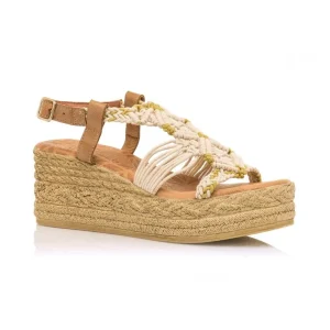Calzaro Sandalias | Alpargatas | Sandalia Cuña Media Tipo Esparto Frida 50595 Beige