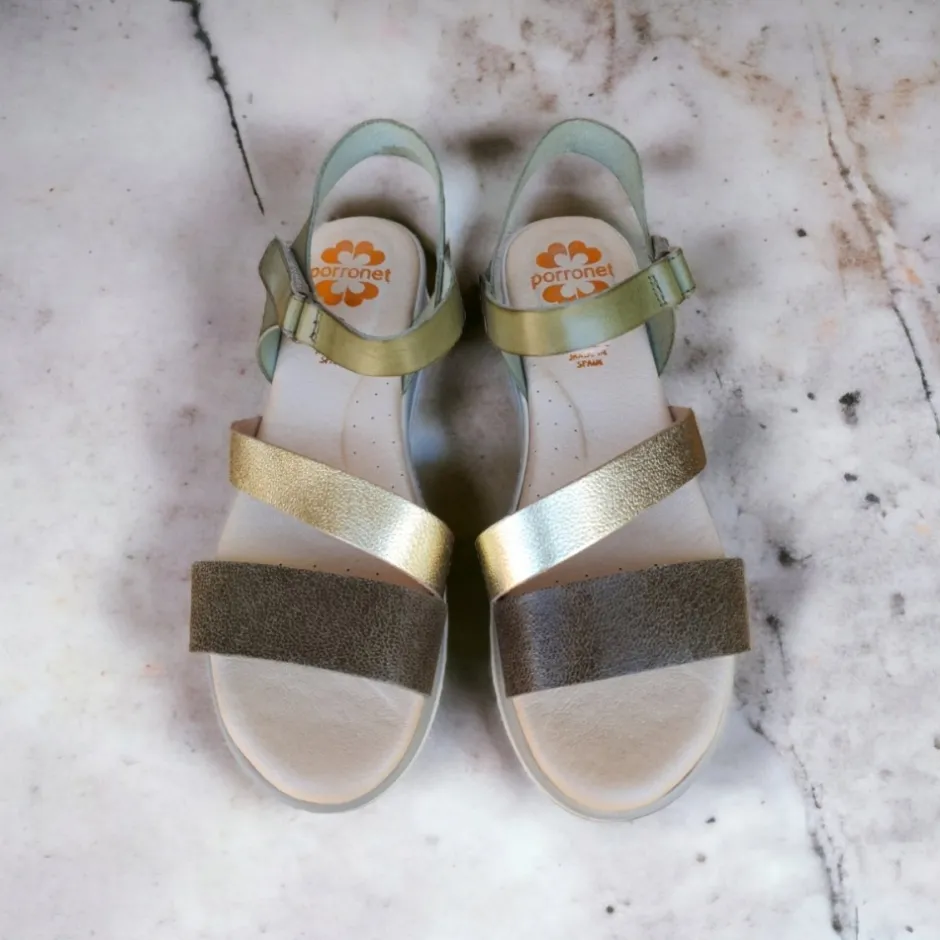 sandalia_cua_piel__kaki_p_1.webp Calzaro Sandalias | Sandalia Cuña Piel 2938 Kaki Platino Fátima.