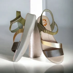 Calzaro Sandalias | Sandalia Cuña Piel 2938 Kaki Platino Fátima.