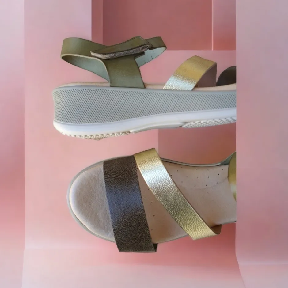 sandalia_cua_piel__kaki_p_3.webp Calzaro Sandalias | Sandalia Cuña Piel 2938 Kaki Platino Fátima.