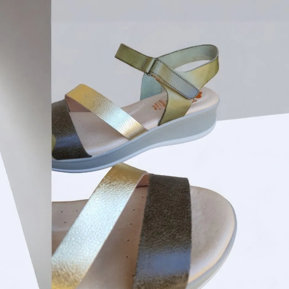 sandalia_cua_piel__kaki_p_4.webp Calzaro Sandalias | Sandalia Cuña Piel 2938 Kaki Platino Fátima.