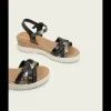 Calzaro Sandalias | Sandalia Cuña Piel 3027 Negro Plomo Elena.