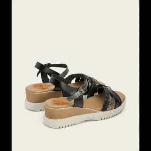 Calzaro Sandalias | Sandalia Cuña Piel 3027 Negro Plomo Elena.