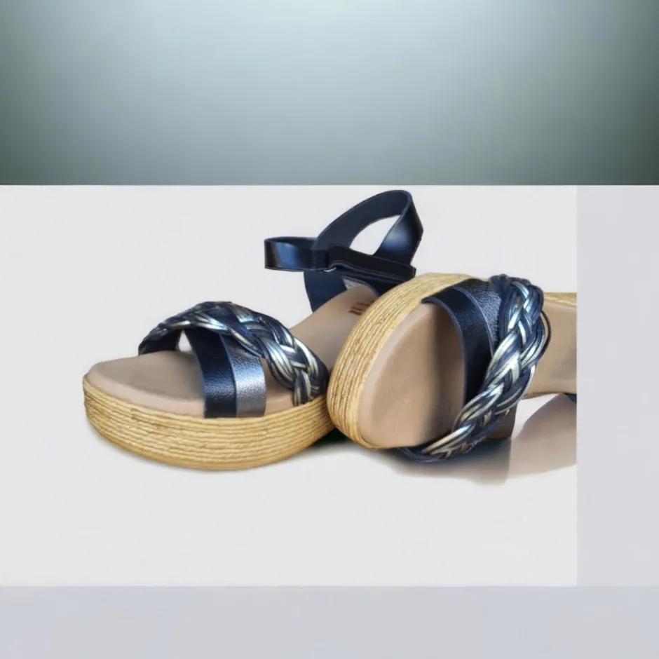 sandalia_cua_piel__negro__6.webp Calzaro Sandalias | Sandalia Cuña Piel 2961 Negro Plomo Irene.