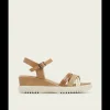 Calzaro Sandalias | Sandalia Cuña Piel 3025 Taupe Platino Ela.
