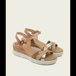 Calzaro Sandalias | Sandalia Cuña Piel 3025 Taupe Platino Ela.
