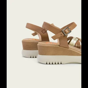 Calzaro Sandalias | Sandalia Cuña Piel 3025 Taupe Platino Ela.