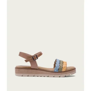 Calzaro Sandalias | Sandalia Cuña Piel Rafia Taupe Brisa 2857
