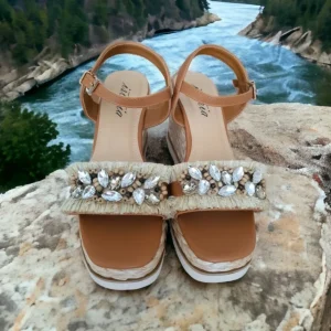Calzaro Sandalias | Alpargatas | Sandalia Cuña Yute 23069 Adorno Rafia Cuero