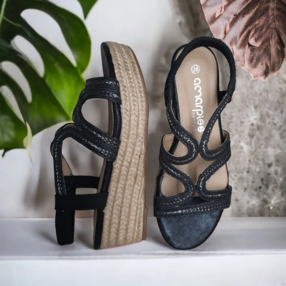 sandalia_cua_yute__negro__4.webp Calzaro Alpargatas | Alpargatas | Sandalia Cuña Yute 23526 Negro Tiras Trenza
