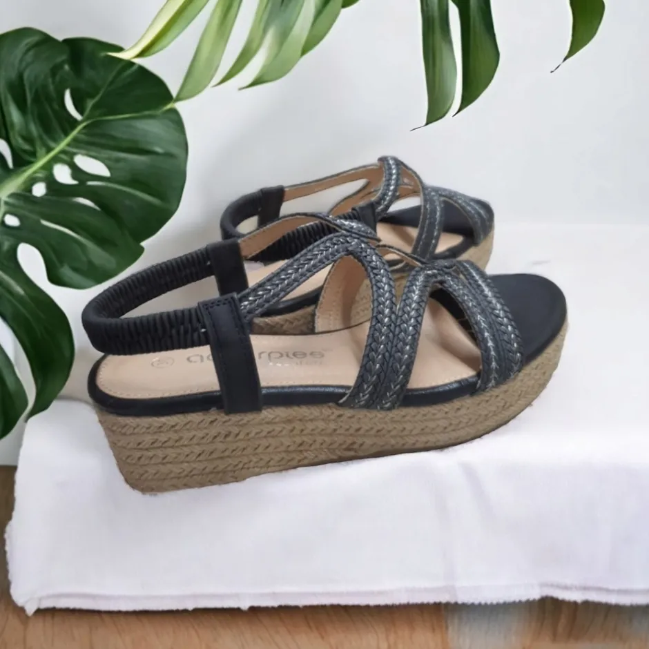 sandalia_cua_yute__negro__6.webp Calzaro Alpargatas | Alpargatas | Sandalia Cuña Yute 23526 Negro Tiras Trenza