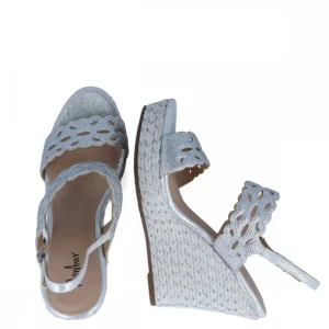 Calzaro Alpargatas | Sandalia Cuña Yute Barlia 21619 Plata