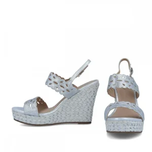 Calzaro Alpargatas | Sandalia Cuña Yute Barlia 21619 Plata