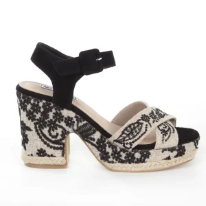 Calzaro Sandalias | Alpargatas | Sandalia Cuña Yute Brígida Negra Taupe