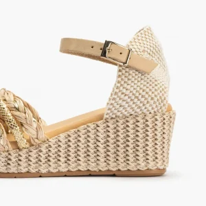 Calzaro Sandalias | Alpargatas | Sandalia de Mujer Pala 5502 Tiras Rafia Natural beige.