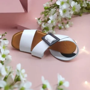 Calzaro Sandalias | Sandalia Hebilla Tacón Ancho Alto 4186 Blanco