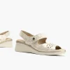 Calzaro Sandalias | Sandalia Mujer 5680 Ancho Especial Con Velcro Dorado.