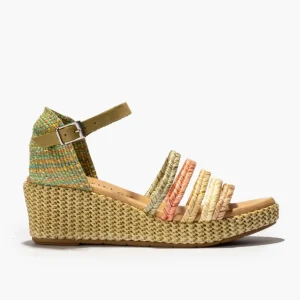 Calzaro Sandalias | Sandalia Mujer Pala 5234 con Cinco Trenzas Verde.