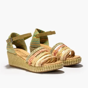 Calzaro Sandalias | Sandalia Mujer Pala 5234 con Cinco Trenzas Verde.