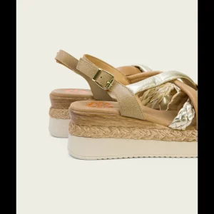Calzaro Sandalias | Sandalia Piel Cuña 3033 Arena Platino Flavia.