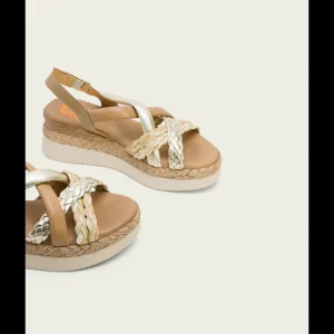 Calzaro Sandalias | Sandalia Piel Cuña 3033 Arena Platino Flavia.