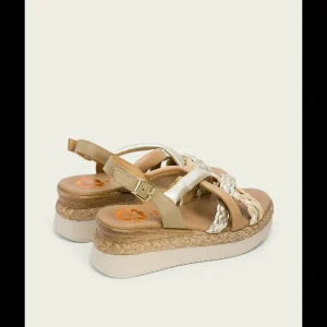 Calzaro Sandalias | Sandalia Piel Cuña 3033 Arena Platino Flavia.