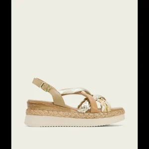 Calzaro Sandalias | Sandalia Piel Cuña 3033 Arena Platino Flavia.