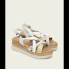 Calzaro Sandalias | Sandalia Piel Cuña 3033 Blanco Plata Flavia.