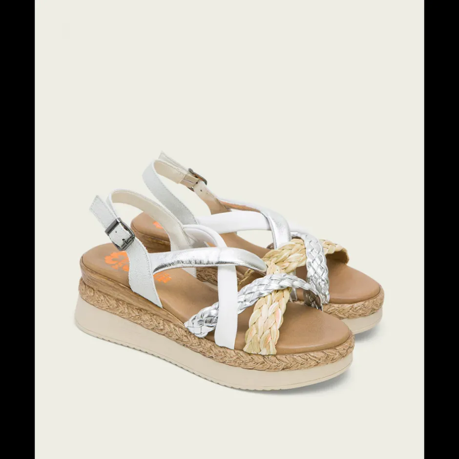 sandalia_piel_cua__blanco_0.webp Calzaro Sandalias | Sandalia Piel Cuña 3033 Blanco Plata Flavia.