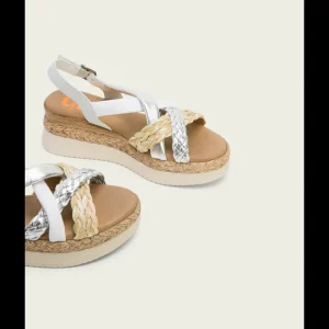 Calzaro Sandalias | Sandalia Piel Cuña 3033 Blanco Plata Flavia.