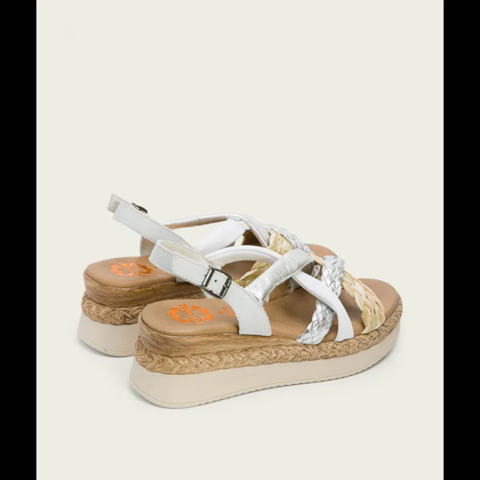 sandalia_piel_cua__blanco_3.webp Calzaro Sandalias | Sandalia Piel Cuña 3033 Blanco Plata Flavia.