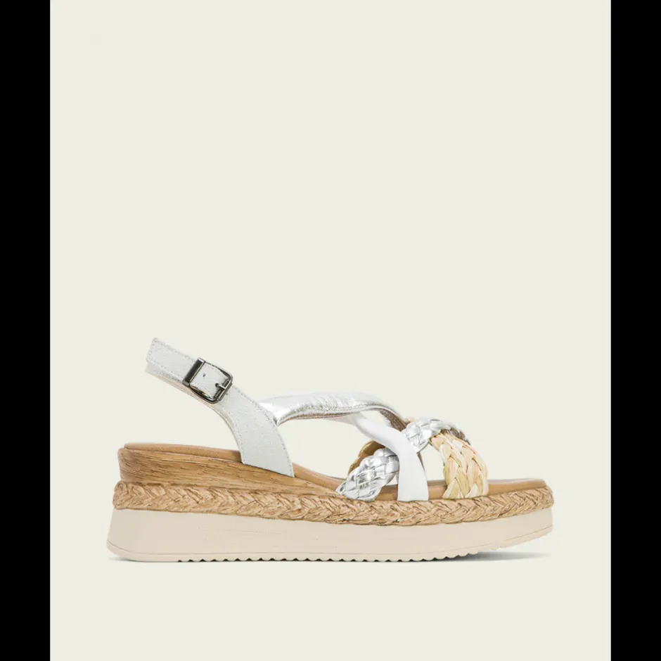 sandalia_piel_cua__blanco_4.webp Calzaro Sandalias | Sandalia Piel Cuña 3033 Blanco Plata Flavia.