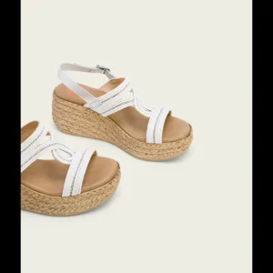 Calzaro Sandalias | Sandalia Piel Cuña 3036 Plata Blanco Gala.