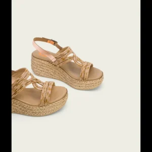 Calzaro Sandalias | Sandalia Piel Cuña 3036 Rose Cuero Gala.