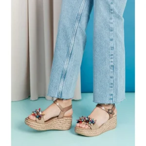 Calzaro Sandalias | Sandalia Piel Cuña Piel 3039 Taupe Gemma.