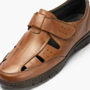 Calzaro Sandalias | Sandalia Piel Hombre 4030 Marrón Claro Velcro
