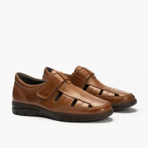 Calzaro Sandalias | Sandalia Piel Hombre 4030 Marrón Claro Velcro